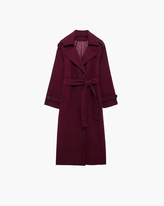 Sabine | Damen Langer Winter-Trenchcoat aus Wolle