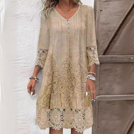 Greta | Damen Vintage Spitzenbesatz Shift Kleid