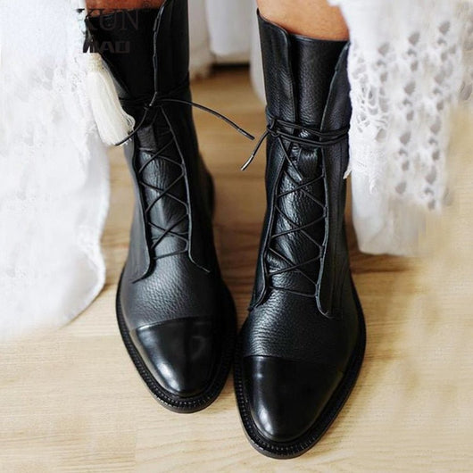 Greta | Stiefel Damen Schnürstiefel Echtleder Wasserdicht Winterstiefel