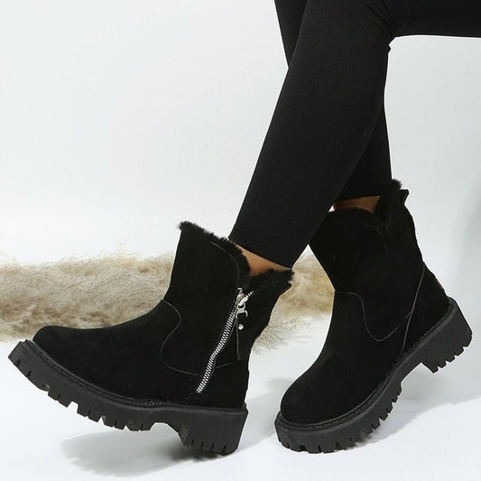 Amelie | Stiefeletten Damen Gefütterte Wildleder-Ankle-Boots Reißverschluss