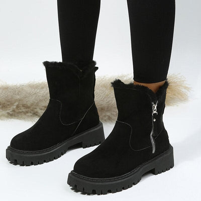 Amelie | Stiefeletten Damen Gefütterte Wildleder-Ankle-Boots Reißverschluss