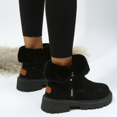 Amelie | Stiefeletten Damen Gefütterte Wildleder-Ankle-Boots Reißverschluss