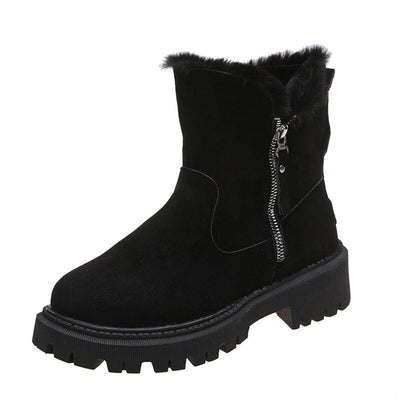 Amelie | Stiefeletten Damen Gefütterte Wildleder-Ankle-Boots Reißverschluss