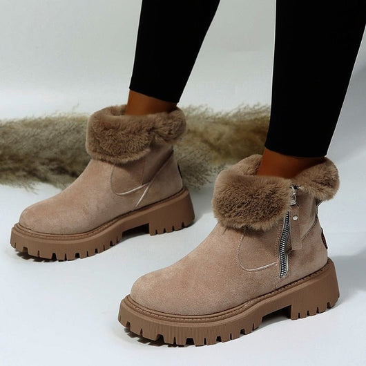 Amelie | Stiefeletten Damen Gefütterte Wildleder-Ankle-Boots Reißverschluss
