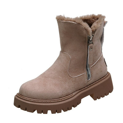 Amelie | Stiefeletten Damen Gefütterte Wildleder-Ankle-Boots Reißverschluss