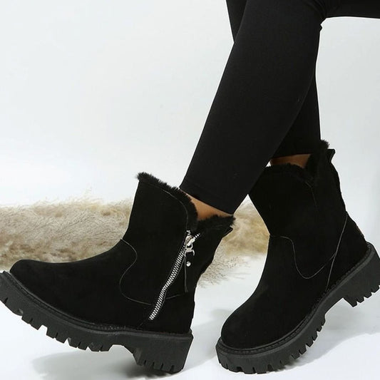 Emilia | Stiefeletten Damen gefütterte Wildleder-Winterstiefel mit Reißverschluss