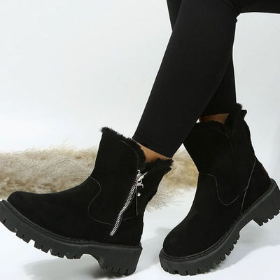 Emilia | Stiefeletten Damen gefütterte Wildleder-Winterstiefel mit Reißverschluss