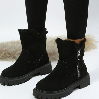 Emilia | Stiefeletten Damen gefütterte Wildleder-Winterstiefel mit Reißverschluss