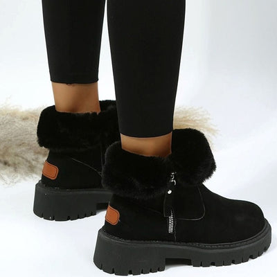 Emilia | Stiefeletten Damen gefütterte Wildleder-Winterstiefel mit Reißverschluss