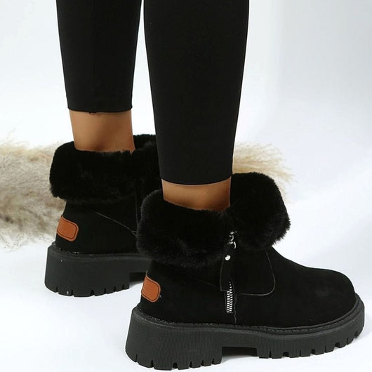 Emilia | Stiefeletten Damen gefütterte Wildleder-Winterstiefel mit Reißverschluss