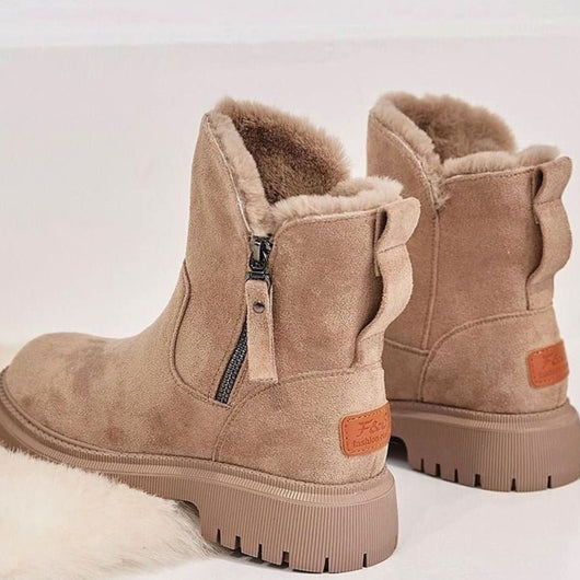 Emilia | Stiefeletten Damen gefütterte Wildleder-Winterstiefel mit Reißverschluss