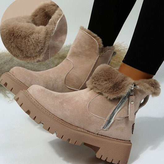 Emilia | Stiefeletten Damen gefütterte Wildleder-Winterstiefel mit Reißverschluss