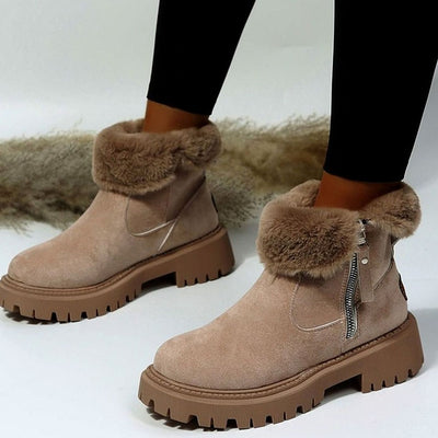 Emilia | Stiefeletten Damen gefütterte Wildleder-Winterstiefel mit Reißverschluss