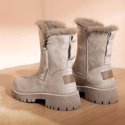 Marlene | Stiefeletten Damen Gefütterte Winterstiefel Kunstfell Blockabsatz