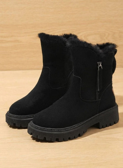 Marlene | Stiefeletten Damen Gefütterte Winterstiefel Kunstfell Blockabsatz