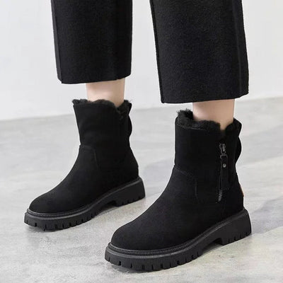 Marlene | Stiefeletten Damen Gefütterte Winterstiefel mit Reißverschluss Plateau
