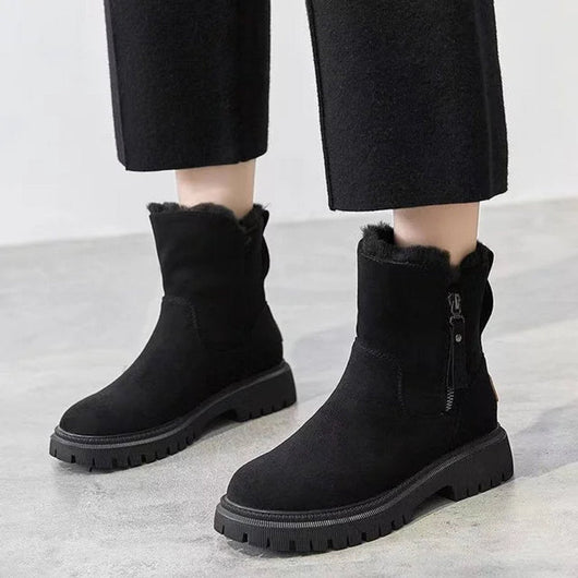 Marlene | Stiefeletten Damen Gefütterte Winterstiefel mit Reißverschluss Plateau