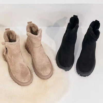 Marlene | Stiefeletten Damen Gefütterte Winterstiefel mit Reißverschluss Plateau