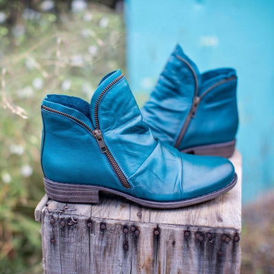 Charlotte | Stiefeletten Damen Reißverschluss Gefältelte Knöchelhohe Herbst Winterstiefel