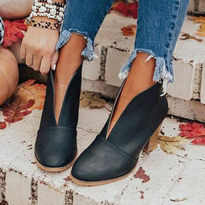 Marlene | Stiefeletten Damen Spitzer Zehenbereich Blockabsatz Ankle Boots