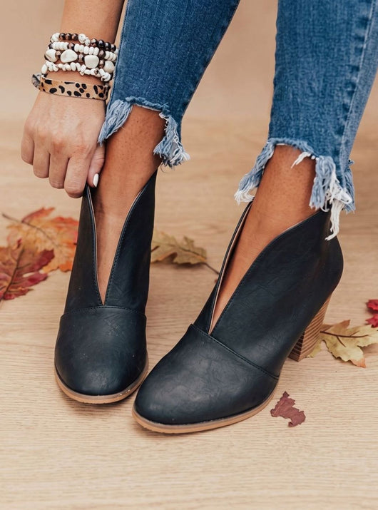 Nora | Stiefeletten Damen Spitzer Zehenbereich Blockabsatz Ankle Boots