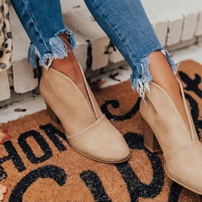 Marlene | Stiefeletten Damen Spitzer Zehenbereich Blockabsatz Ankle Boots