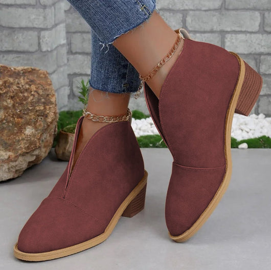 Marlene | Stiefeletten Damen Spitzer Zehenbereich Blockabsatz Ankle Boots