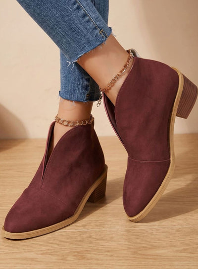 Nora | Stiefeletten Damen Spitzer Zehenbereich Blockabsatz Ankle Boots