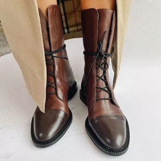 Charlotte | Stiefeletten Damen Vintage Schnürer Öko-Leder Knöchelboots