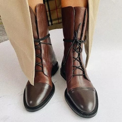 Charlotte | Stiefeletten Damen Vintage Schnürer Öko-Leder Knöchelboots