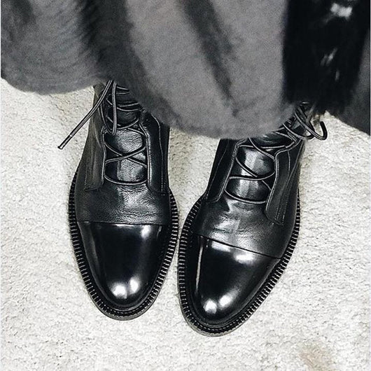 Charlotte | Stiefeletten Damen Vintage Schnürer Öko-Leder Knöchelboots