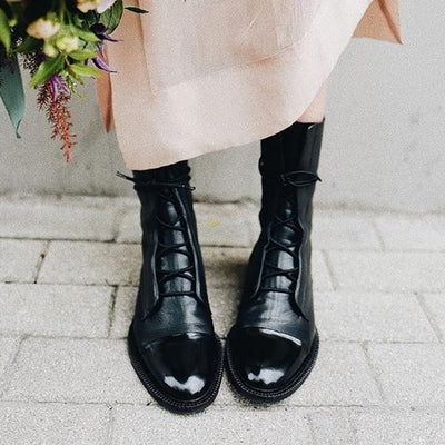 Charlotte | Stiefeletten Damen Vintage Schnürer Öko-Leder Knöchelboots