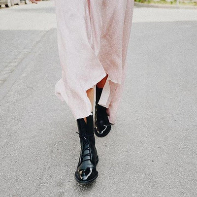 Charlotte | Stiefeletten Damen Vintage Schnürer Öko-Leder Knöchelboots