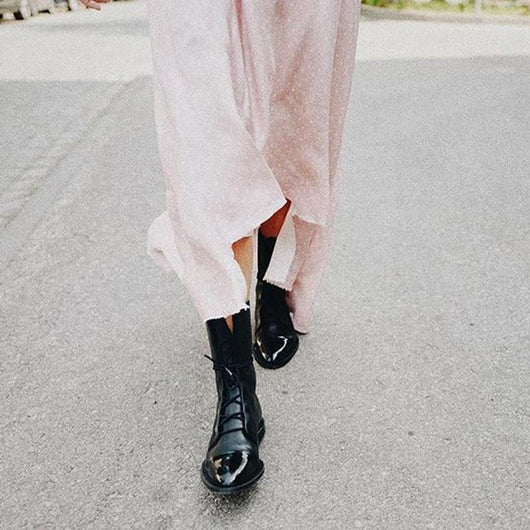 Charlotte | Stiefeletten Damen Vintage Schnürer Öko-Leder Knöchelboots
