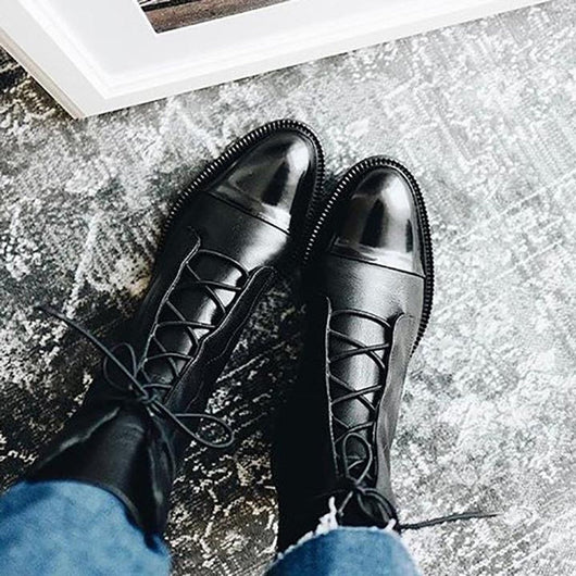Charlotte | Stiefeletten Damen Vintage Schnürer Öko-Leder Knöchelboots