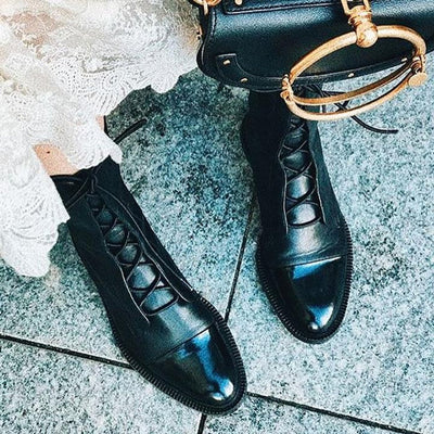 Charlotte | Stiefeletten Damen Vintage Schnürer Öko-Leder Knöchelboots