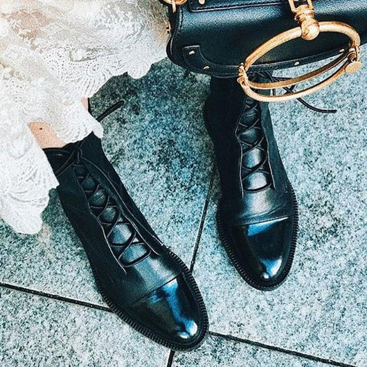 Charlotte | Stiefeletten Damen Vintage Schnürer Öko-Leder Knöchelboots