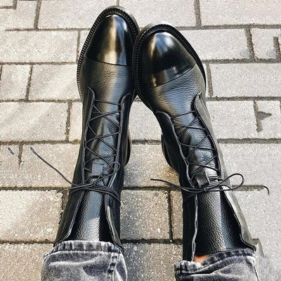 Charlotte | Stiefeletten Damen Vintage Schnürer Öko-Leder Knöchelboots