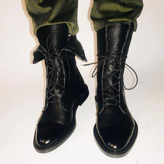 Charlotte | Stiefeletten Damen Vintage Schnürer Öko-Leder Knöchelboots