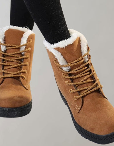 Luisa | Stiefeletten Damen Warm Gefütterte Schnür-Winterboots Wildlederoptik