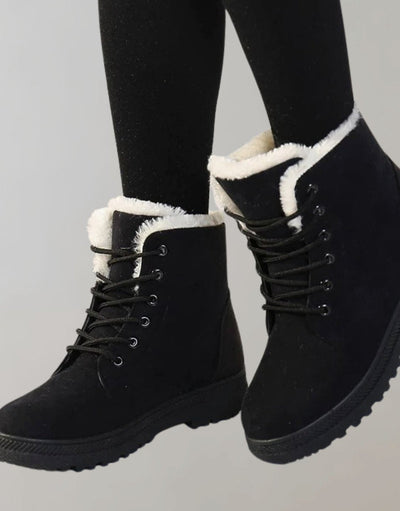 Luisa | Stiefeletten Damen Warm Gefütterte Schnür-Winterboots Wildlederoptik
