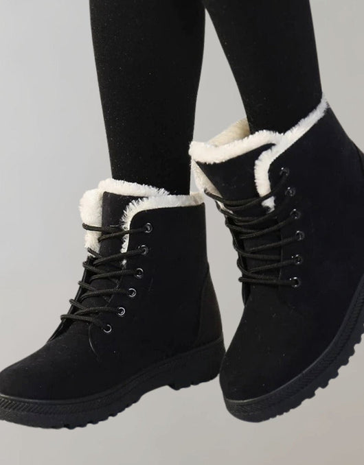 Luisa | Stiefeletten Damen Warm Gefütterte Schnür-Winterboots Wildlederoptik
