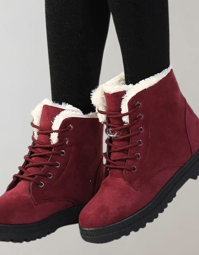 Luisa | Stiefeletten Damen Warm Gefütterte Schnür-Winterboots Wildlederoptik