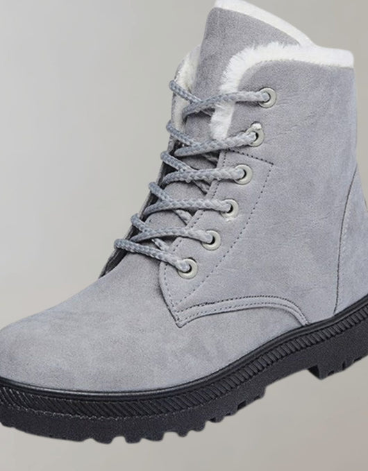 Luisa | Stiefeletten Damen Warm Gefütterte Schnür-Winterboots Wildlederoptik