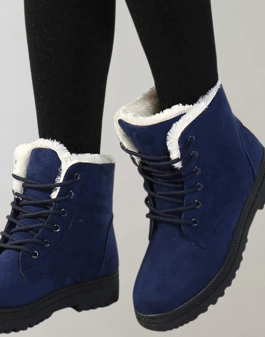 Luisa | Stiefeletten Damen Warm Gefütterte Schnür-Winterboots Wildlederoptik