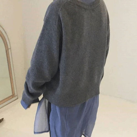 Nora | Strickjacke Damen Oversized Cardigan asymmetrische Knopfleiste