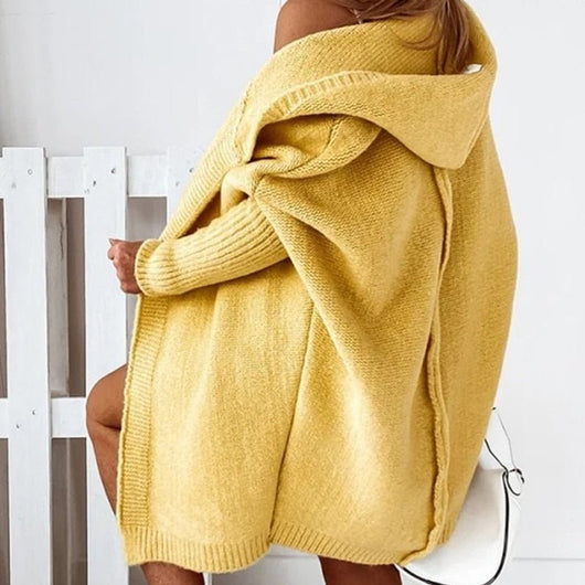 Annika | Strickjacke Damen Oversized Kapuzen Cardigan mit Fledermausärmeln