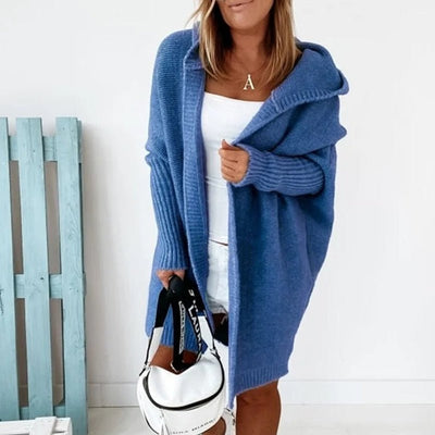Annika | Strickjacke Damen Oversized Kapuzen Cardigan mit Fledermausärmeln