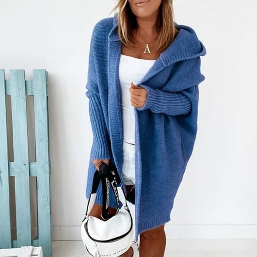 Annika | Strickjacke Damen Oversized Kapuzen Cardigan mit Fledermausärmeln