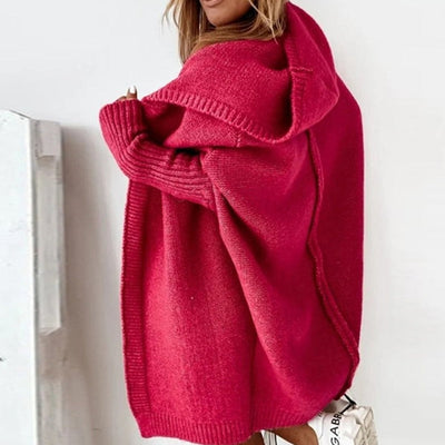 Annika | Strickjacke Damen Oversized Kapuzen Cardigan mit Fledermausärmeln